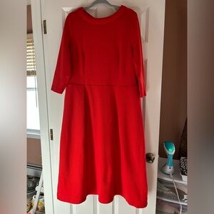 Boden Ottoman 3/4 Sleeve Pleated Knit Dress Pockets 16